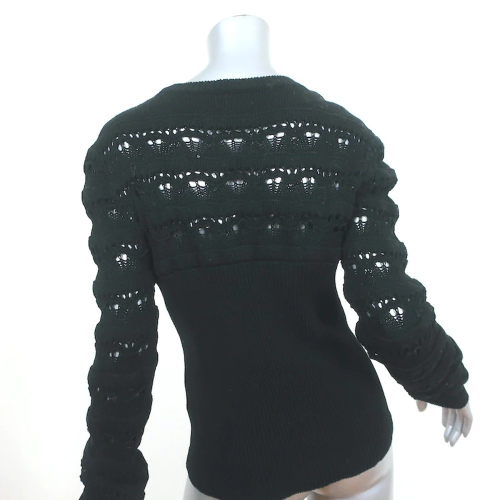 Valentino Sangallo Open Knit Sweater Black Cotton Size Extra Large NEW - Picture 5 of 10